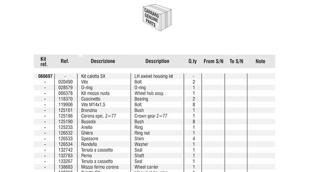 Carraro Axle Drawing for 132755, page 13