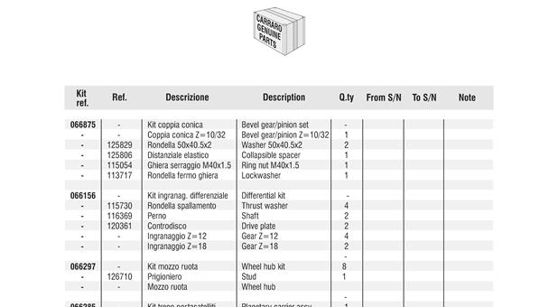 Carraro Axle Drawing for 142761, page 12
