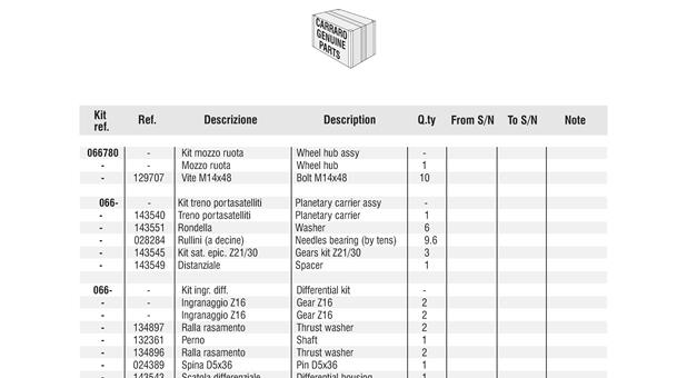 Carraro Axle Drawing for 144653, page 9