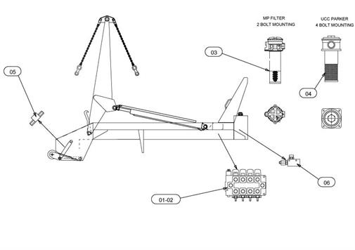 Drawing for Telehoist Skiploader CH503A-1 Hydraulics