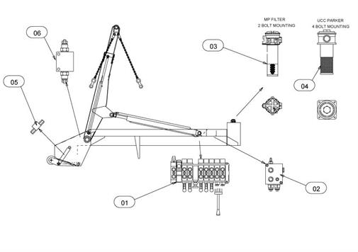 Drawing for Telehoist Skiploader POWER REACH CH503A-1 Hydraulics