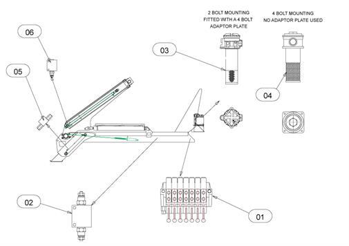 Drawing for Telehoist Skiploader CH8PR Hydraulics