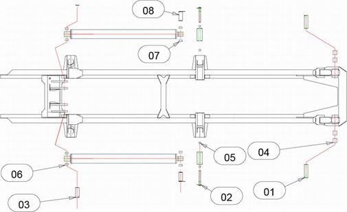 Drawing for Telehoist Hookloader TL16 Lower Subframe Pins And Bearings