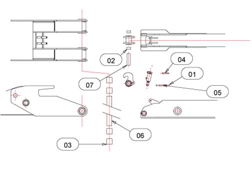 Drawing for Telehoist Hookloader TL16 Tip Frame / Lift Frame Pins And Bearings