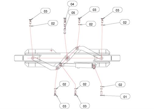 Drawing for Telehoist Hookloader TL16 Clamp Assy Pins And Bearings