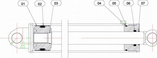 Drawing for Telehoist Hookloader TL16 Main Ram Seals Non Parker