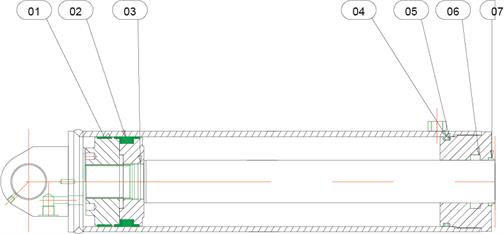 Drawing for Telehoist Hookloader TL22 Main Ram Seals Non Parker