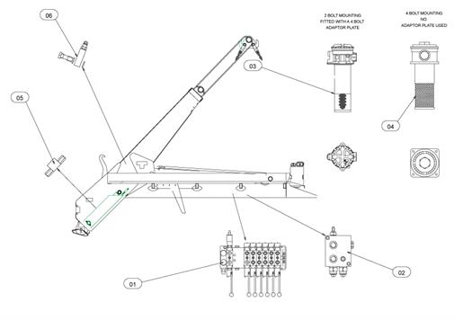 Drawing for Telehoist Skiploader CH18prS Hydraulics